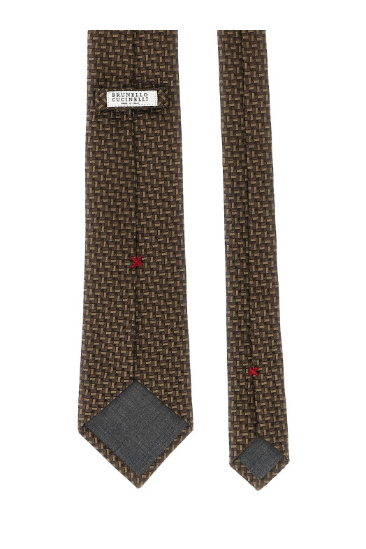 Texture Silk tie Brown