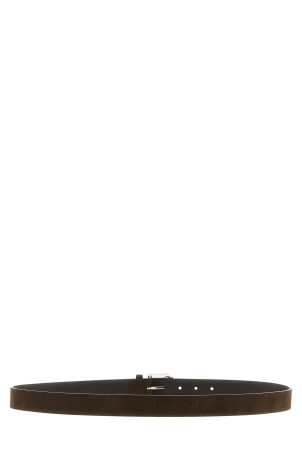 Inverted leather belt Brown