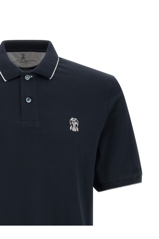 Stretch jersey polo shirt Blue