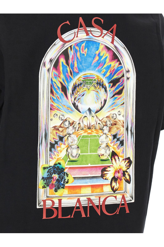 'Tennis Landscape' T-shirt Black