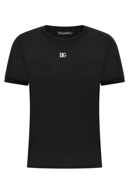 Rhinestone logo T-shirt Black