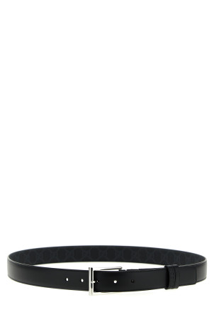 Rectangular buckle reversible belt Black