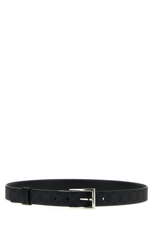 Rectangular buckle reversible belt Black