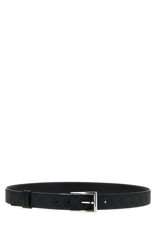 Rectangular buckle reversible belt Black