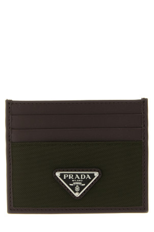 Nylon leather cardholder Green