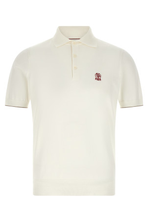 Logo embroidery polo shirt White