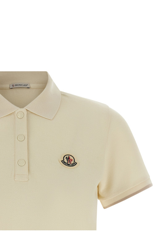 Logo patch polo shirt Beige