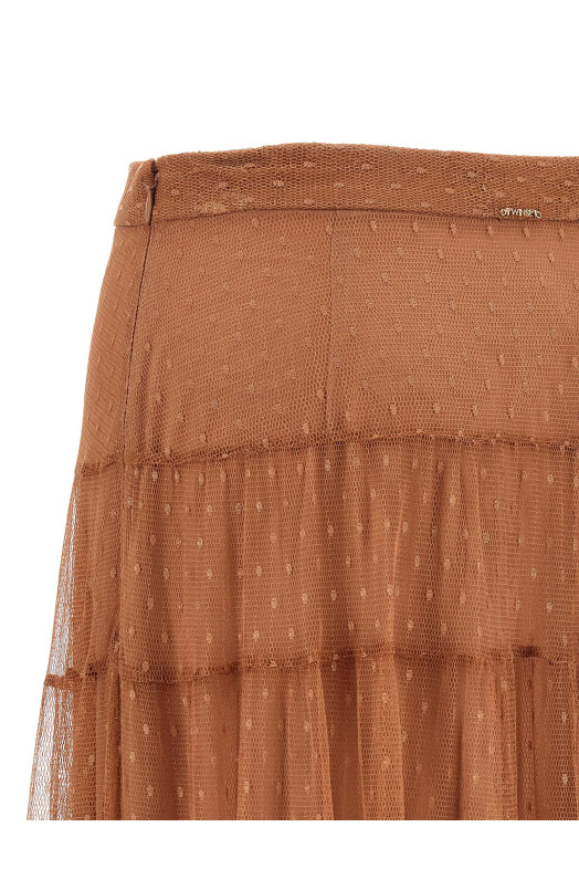 Tulle plumetis skirt Brown