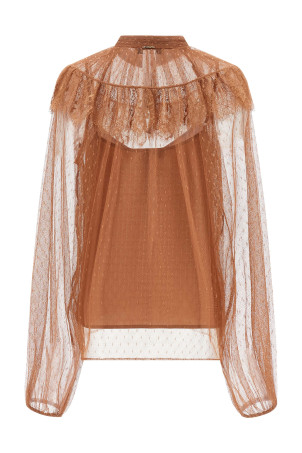 Tulle plumetis blouse Brown