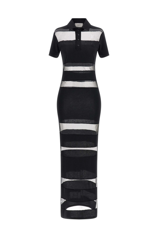 'Striped Sheer Polo' dress Black