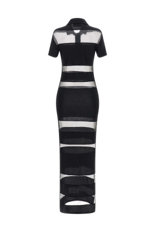 'Striped Sheer Polo' dress Black