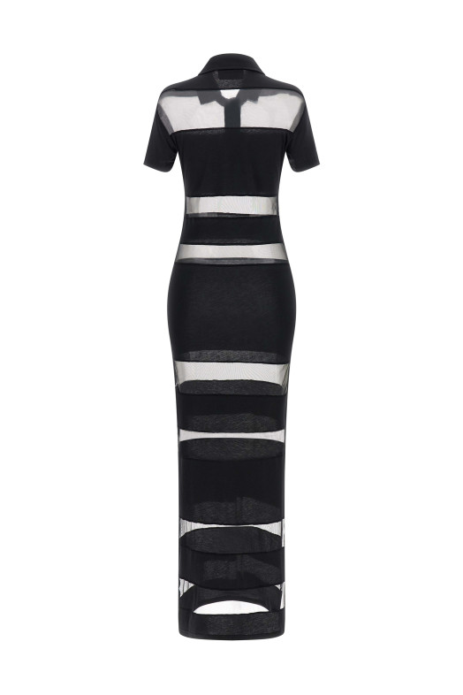 'Striped Sheer Polo' dress Black