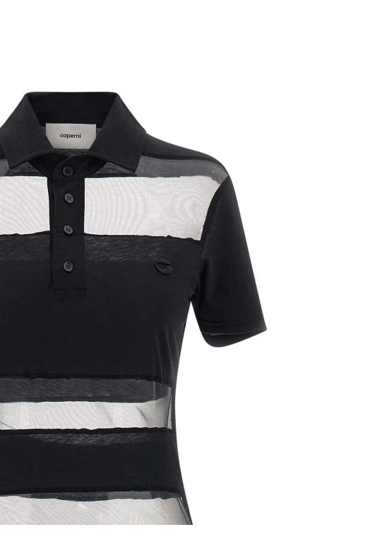 'Striped Sheer Polo' dress Black