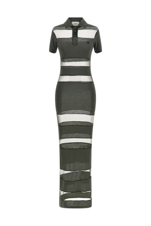 'Striped Sheer Polo' dress Green