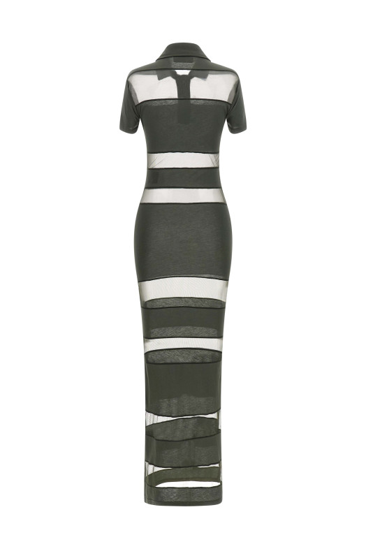 'Striped Sheer Polo' dress Green