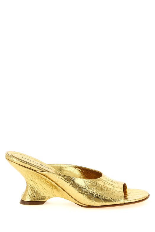Curved wedge mules Gold