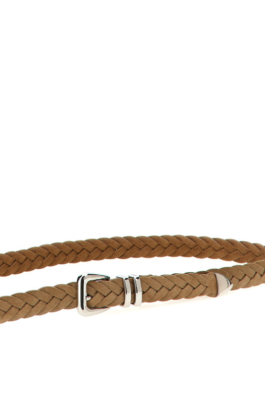 Braided calfskin belt Beige