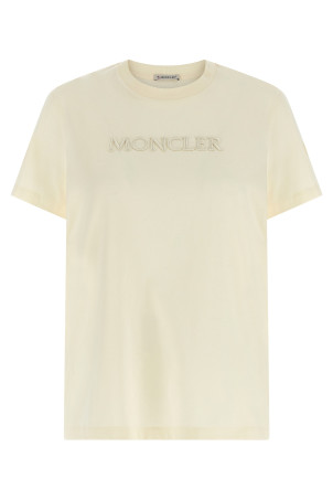 Logo embroidery t-shirt Beige
