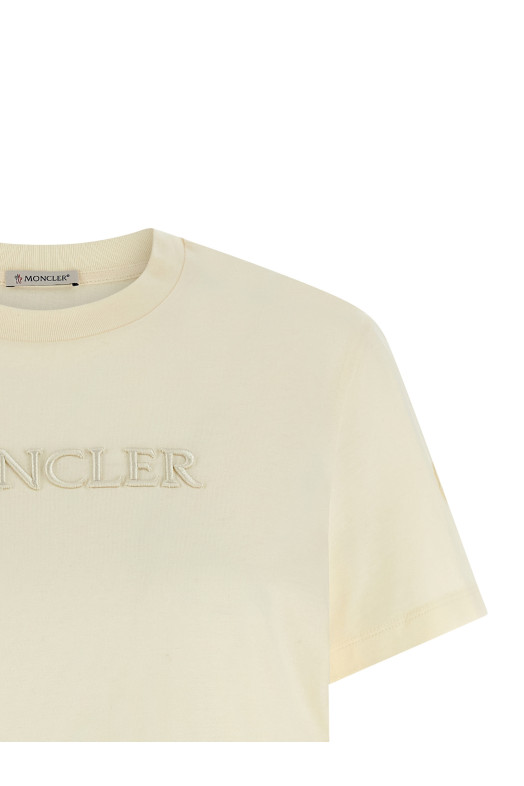 Logo embroidery t-shirt Beige