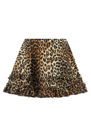'Leopard Duchesse Nylon Mini Frill' skirt Brown
