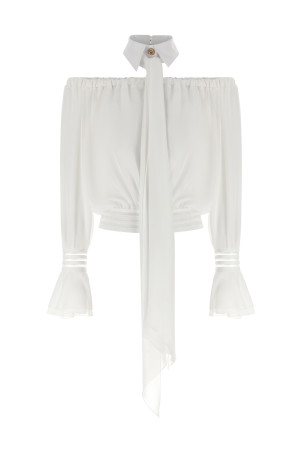 Shirt collar blouse White