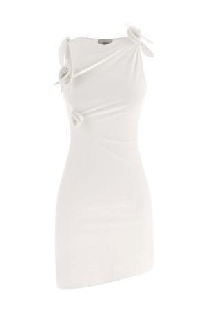 'Asymmetric Flower' dress White