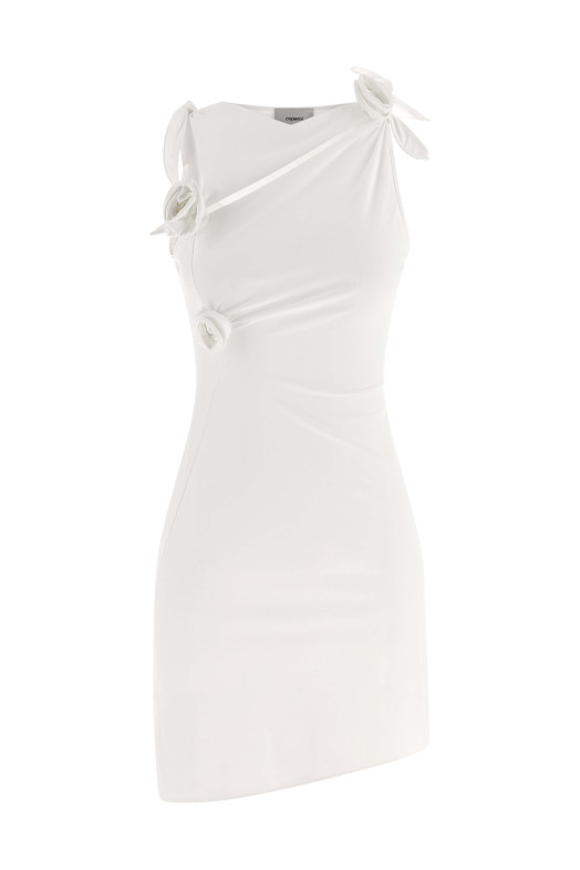 'Asymmetric Flower' dress White