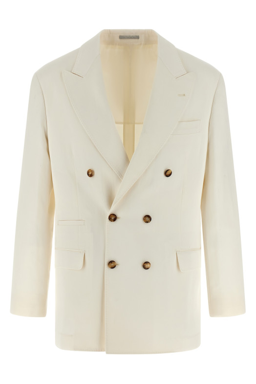 Linen silk blazer White