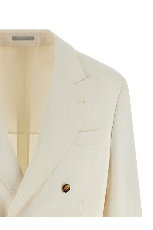 Linen silk blazer White