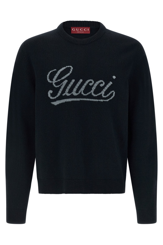 Gucci logo intarsia sweater Blue