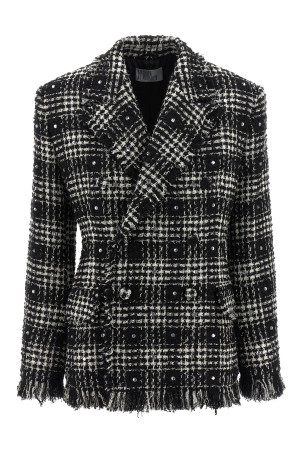 Tweed and rhinestone blazer Black-grey