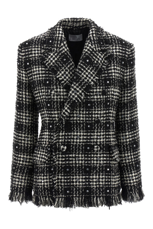 Tweed and rhinestone blazer Black-grey