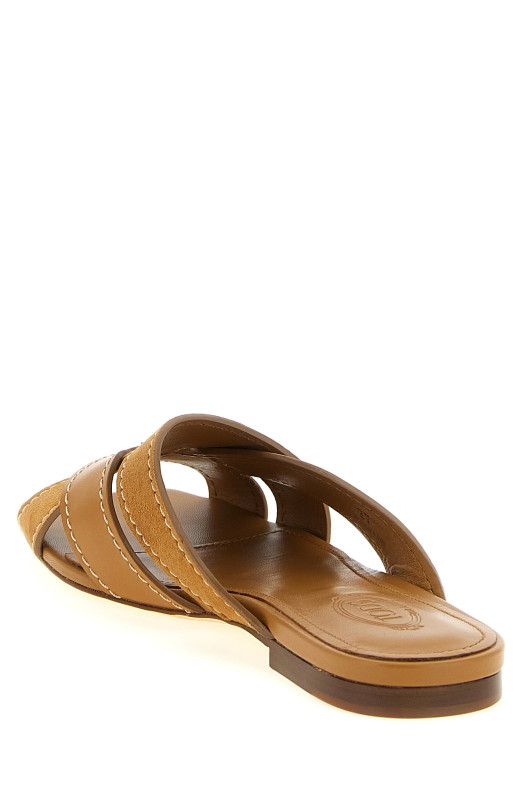 Suede leather sandals Beige