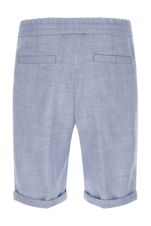 Linen and wool chevron bermuda shorts BLUE