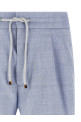Linen and wool chevron bermuda shorts BLUE