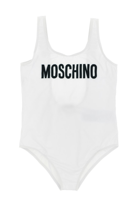 Logo lettering one-piece swimsuit White