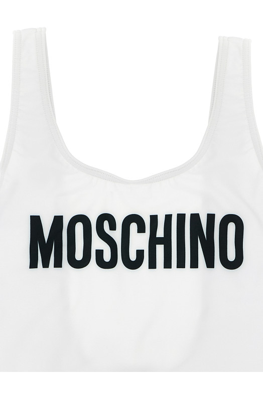 Logo lettering one-piece swimsuit White