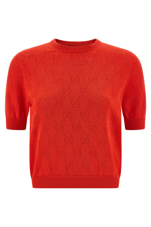 Openwork GG sweater Red