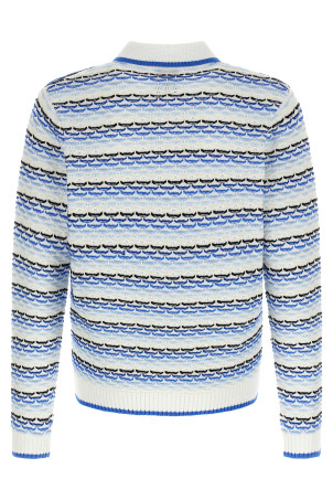 'Tuck Stitch Long Sleeve' polo shirt Blue