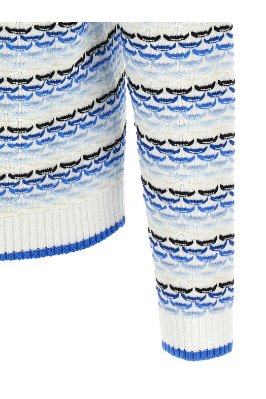 'Tuck Stitch Long Sleeve' polo shirt Blue