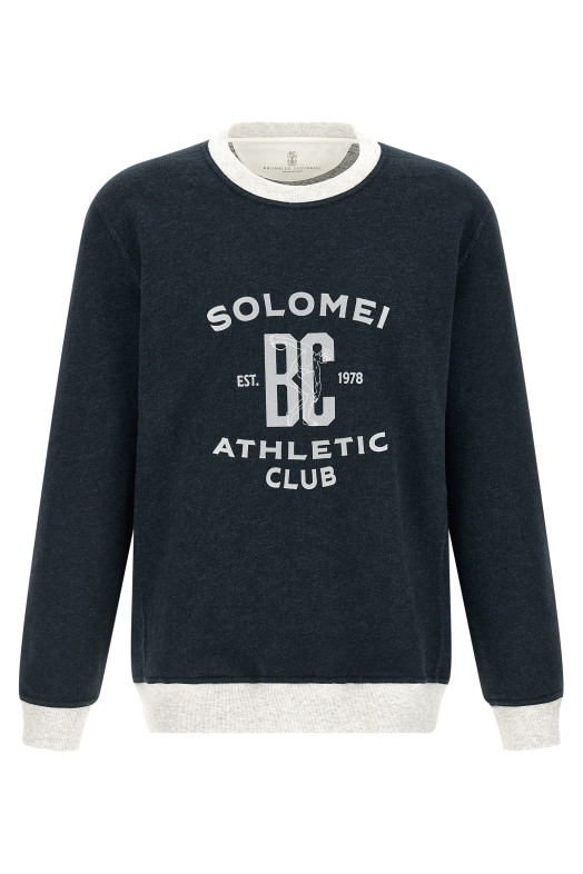 Cotton and linen sweatshirt Blue