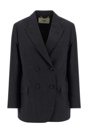 Pinstripe wool blazer Blue