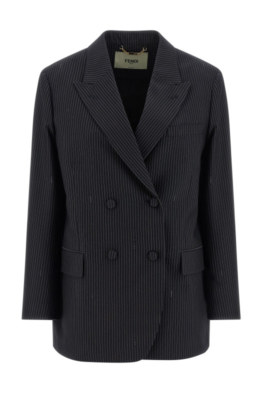 Pinstripe wool blazer Blue