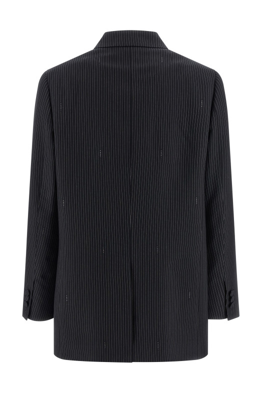 Pinstripe wool blazer Blue