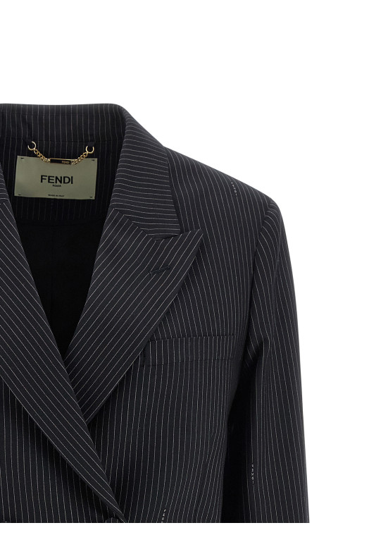 Pinstripe wool blazer Blue