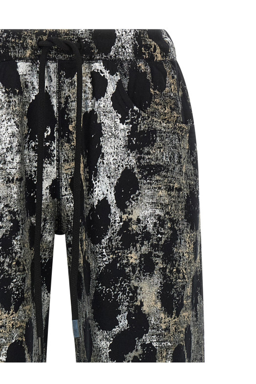 Metallized print joggers Silver