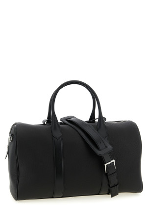 Medium leather duffel bag Black