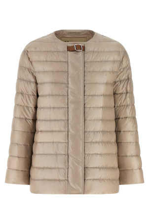 Leather strap down jacket Beige
