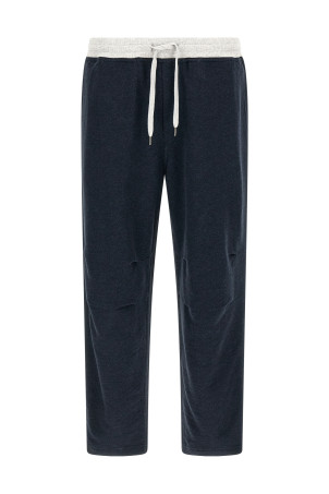 Linen cotton joggers Blue