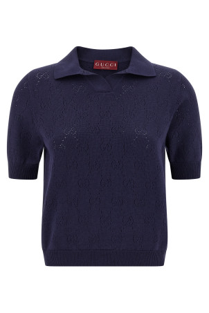 Openwork GG polo shirt Blue